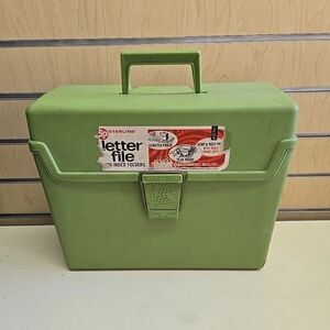 Vintage 1972 Sterling Plastic Letter File Box With Lid Rare 70's Green Color
